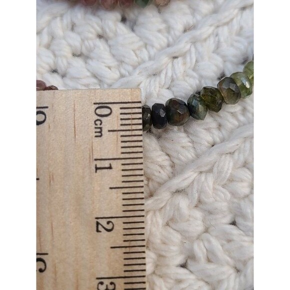Watermelon Tourmaline Necklace 18" Faceted Gemstone Beads Handmade 925 Silver - Picture 4 of 5